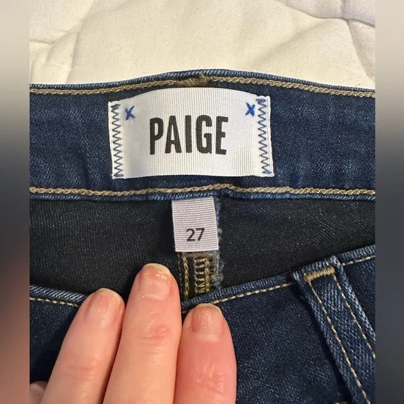 PAIGE Dark Blue Mid Rise Stretch Skinny Jeans - Picture 5 of 7